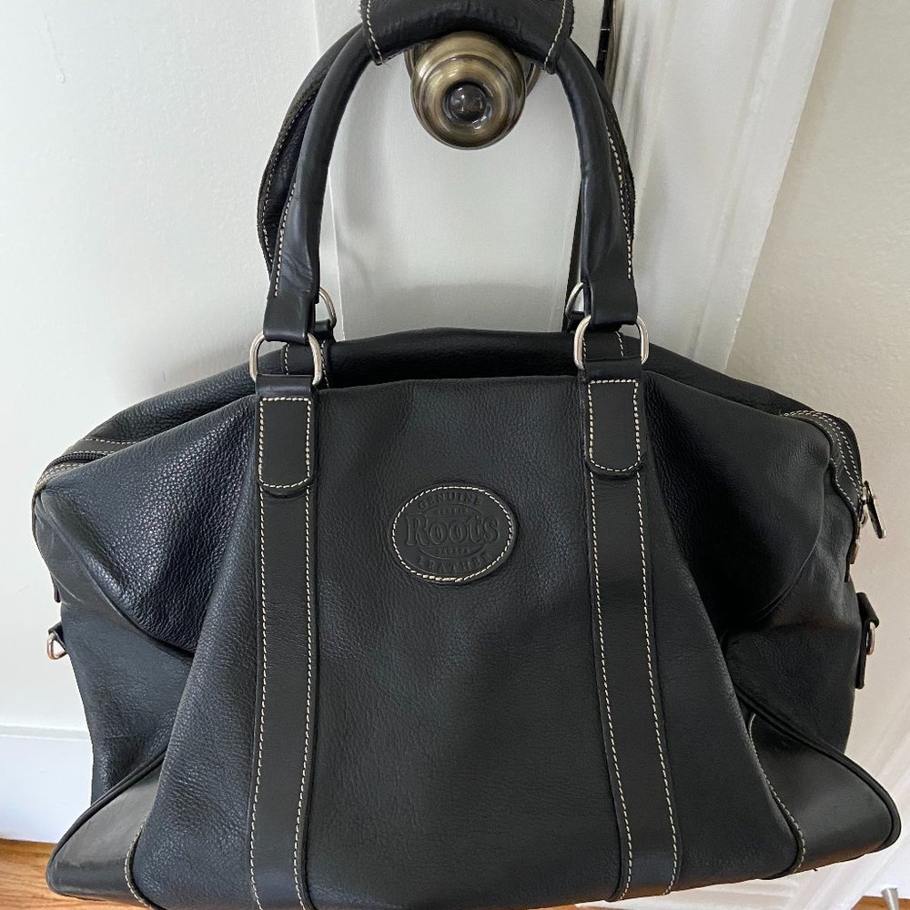 Beautiful Roots Black Leather Duffel